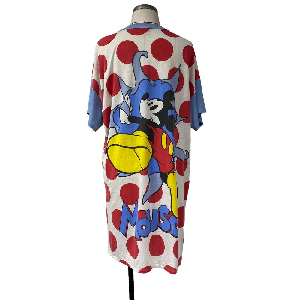 Vintage Disney Mickey Co Womens One Size Dot 90s Sleep Shirt Dress - Picture 8 of 8